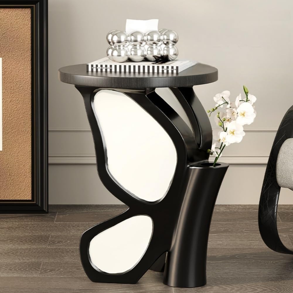 Butterflies Accent Side Table Vintage Round Tray Top End Table Artistic Sculp...