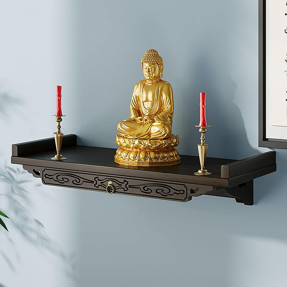 Chinese Personal Buddha Niches Shrine Meditation Table, Bamboo Meditation Alt...