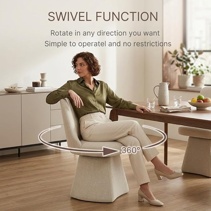 Swivel Dining Chairs Set of 1, Upholstered Mid Century Modern Deskchair with ...