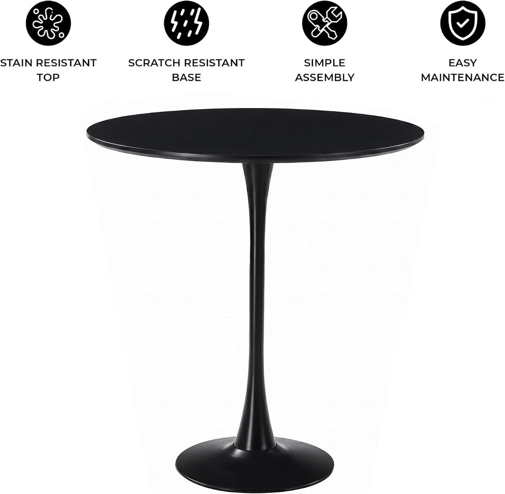 LeisureMod Bristol Collection 35" Round Bar Height Table, Modern MDF Top...