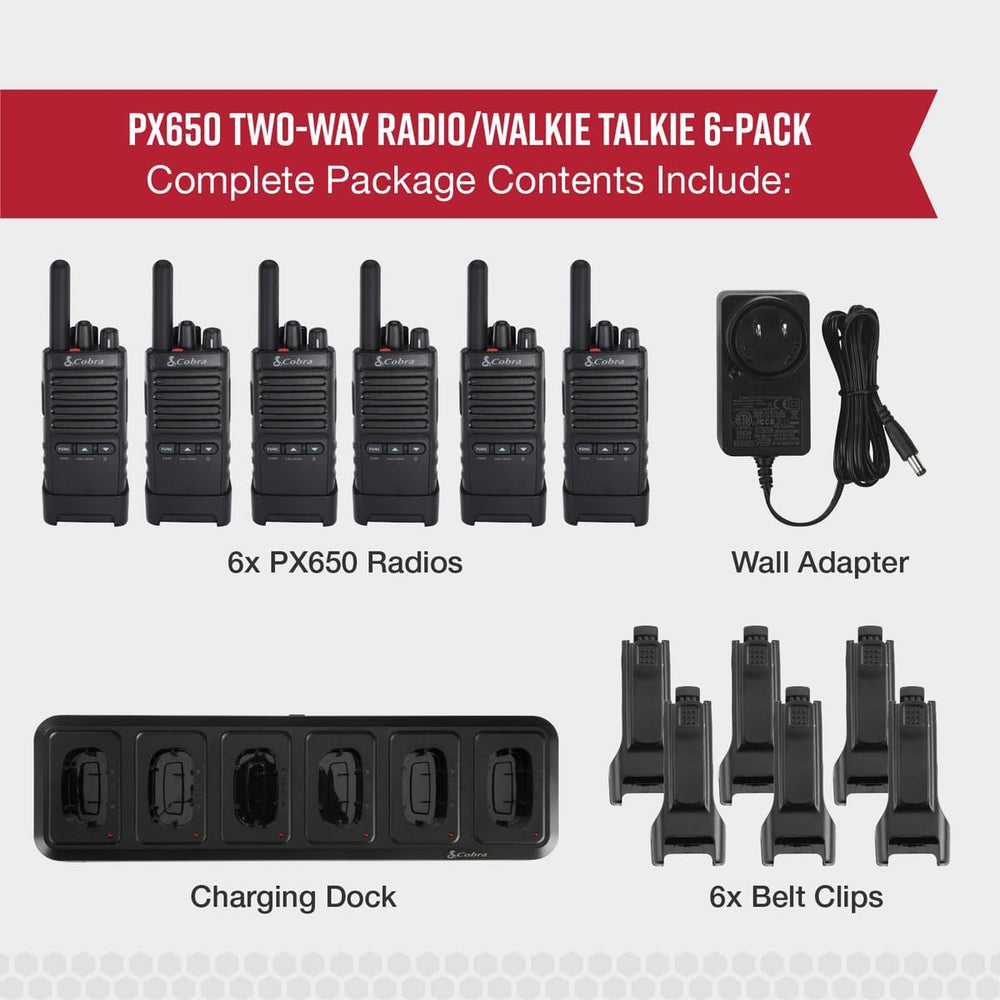 Cobra PX650 BCH6, Professional/Business Walkie Talkies - Rechargeable