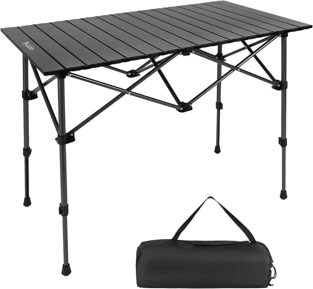 Byliable Folding Camping Table, Portable Aluminum Adjustable Height, Black | ...