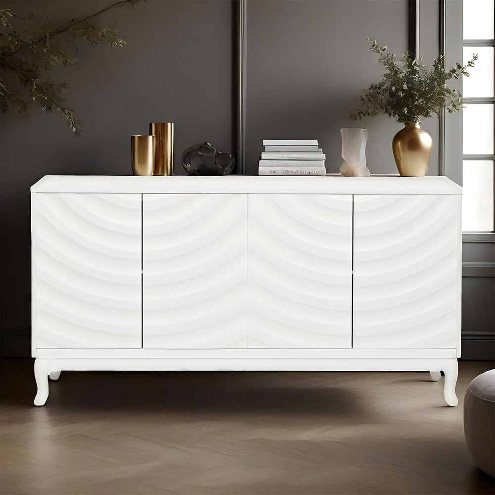 LKTART 59.84" Sideboard Buffet Storage Cabinet for Dining Room, Wavy Pat...
