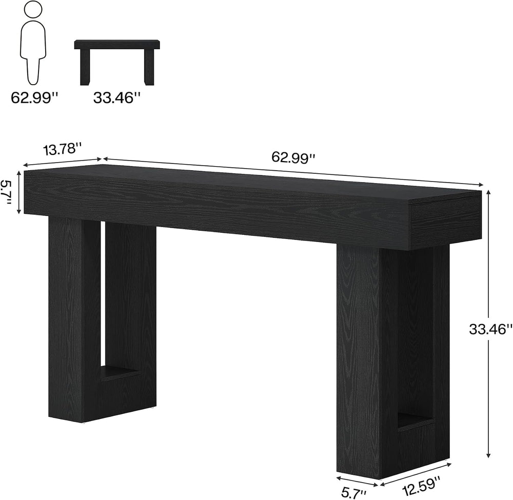 Tribesigns 63-Inch Long Console Table, Wooden Rectangular Sofa Table Behind T...