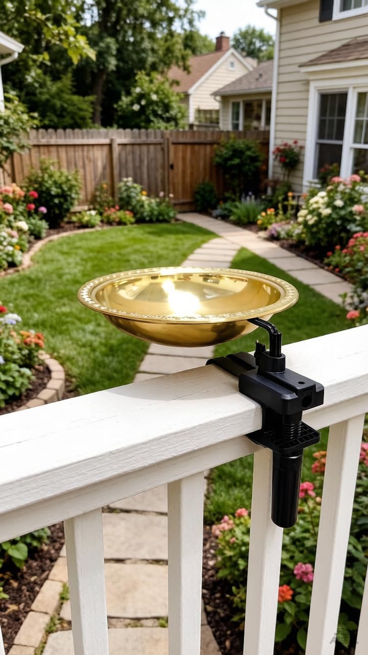 12" Diameter 2.6" Deep Bird Bath with 3" Clamp & Heater Ra...