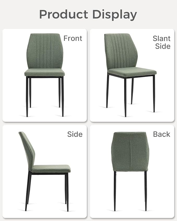 Dining Chairs Set of 4, Upholstered Wooden Dining Room Chairs, Mid Century Mo...