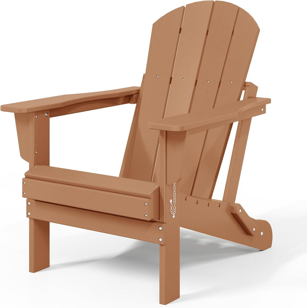 Malibu 2 Piece Set Outdoor Folding Poly Adirondack Chair, Teak