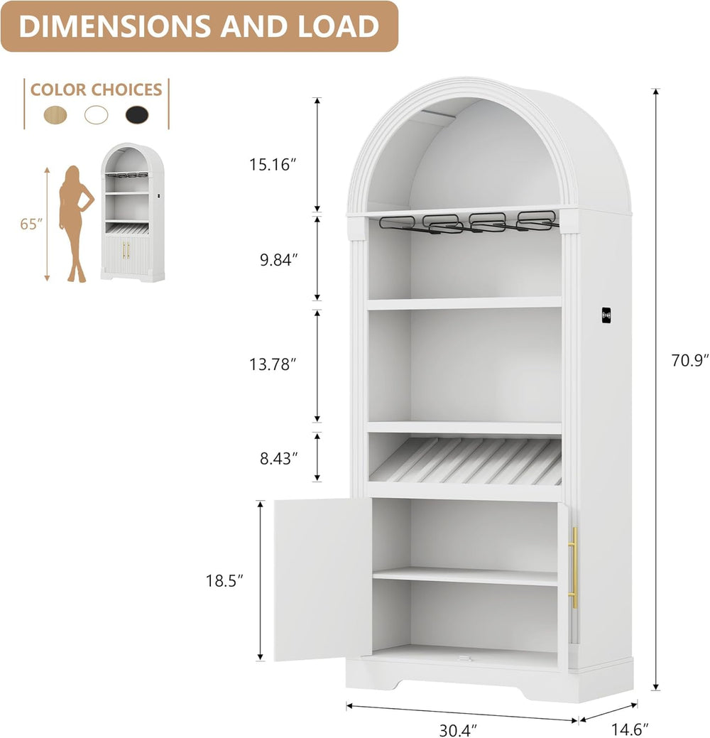 Vlsrka Arched Cabinet, Kitchen Pantry Cabinets with Open & Adjustable She...