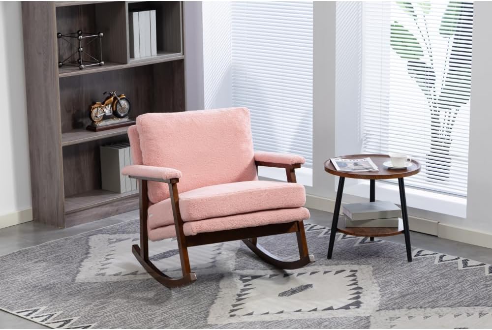 Mid Century Modern Accent Chair,Rocking Chair with Wood Frame, Upholstered Li...