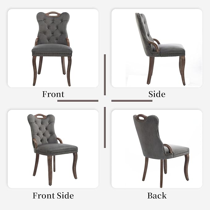 Grey Velvet Dining Chairs Set of 2,Modern Upholstered Dining Room Chairs with...