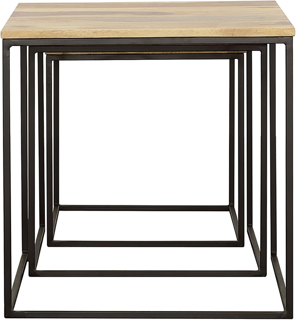 20" Natural Wood Stacking Nesting Tables, Set of Nesting Tables with Sle...