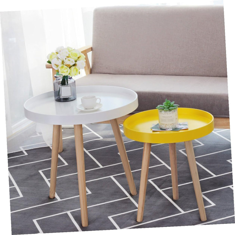 Nordic Small Round Coffee Table White Modern Mini Sofa Side End Table Bedside...