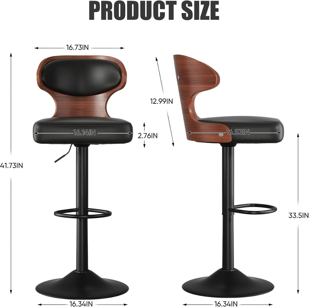 Swivel Bar Stools Set of 2,Adjustable Height Bentwood Barstools