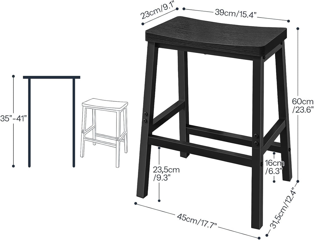 HOOBRO Bar Stools Set of 3, Counter Height Bar Stools, 23.6'' Bar Cha...