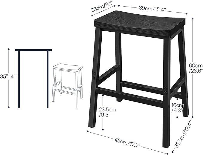 HOOBRO Bar Stools Set of 4, Counter Height Bar Stools, 23.6'' Bar Cha...