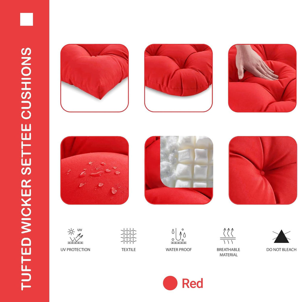 Outdoor Chair Cushions 22x22x4 Inch Set of 2, Red