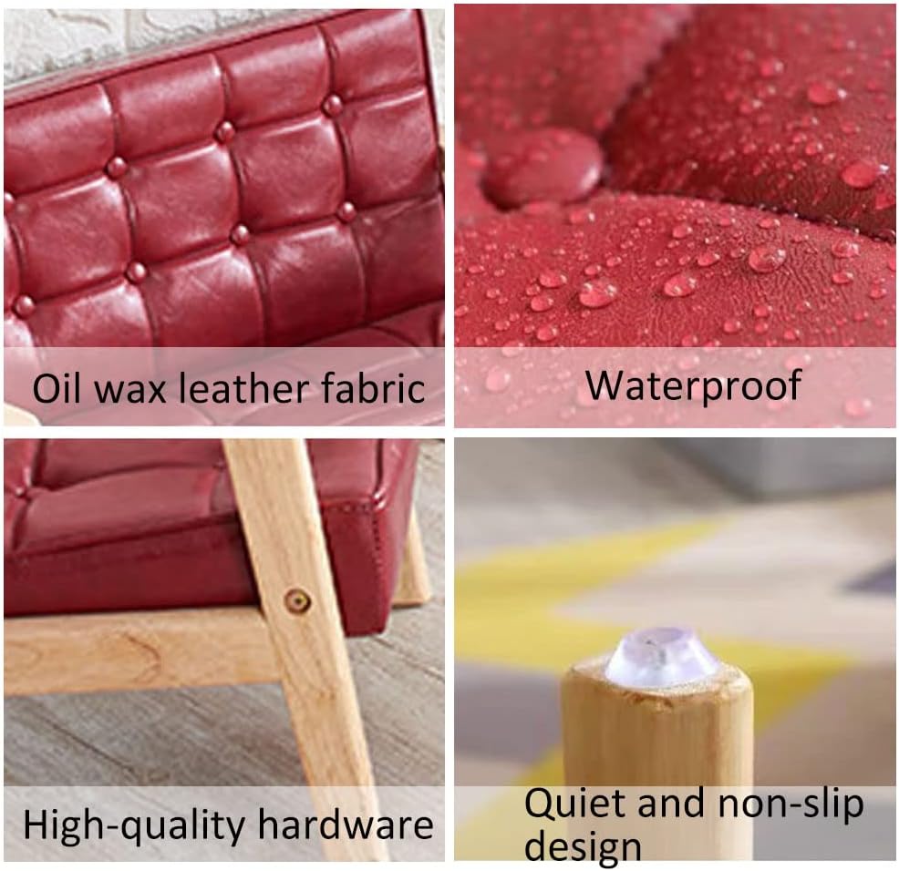 Sofa Chair: Solid Wood Arm & PU Leather Fabric Seating Chair Photography ...