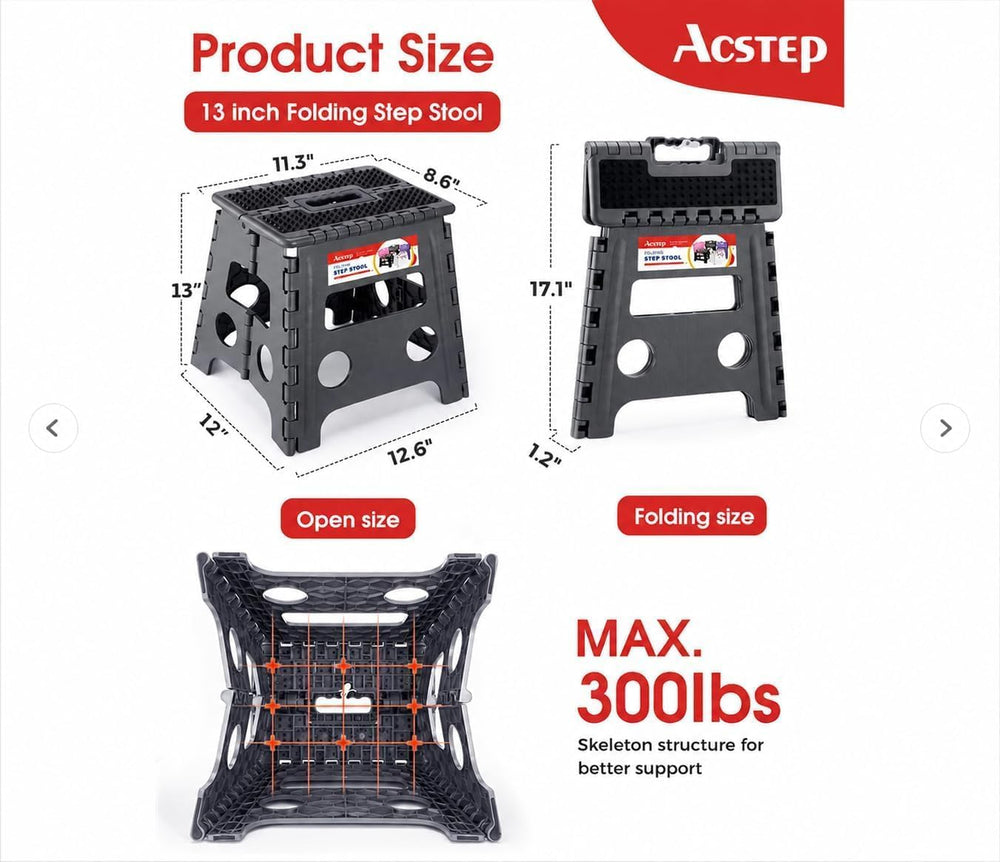 13 Inch 10 Pack Non-Slip Folding Step Stool for Adults, Dot Gray