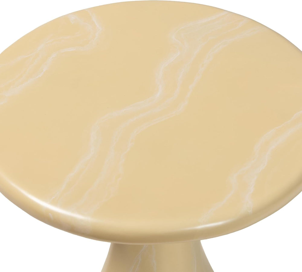 Bali & pari Aponi Marbled Resin End Table - Sculptural Side Table with Ro...
