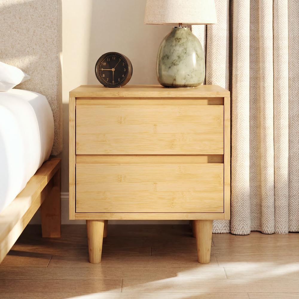 Nectar Bamboo Nightstand, Natural, 23" Height, Japanese Joinery | Bamboo...