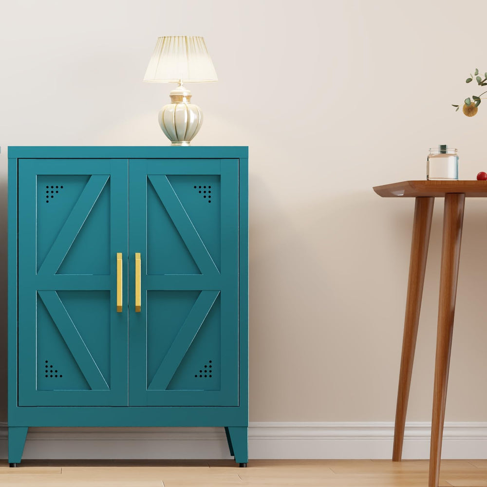 32" Metal Kitchen Pantry Cabinet,Floor Bathroom Storage Cabinet with 2 A...