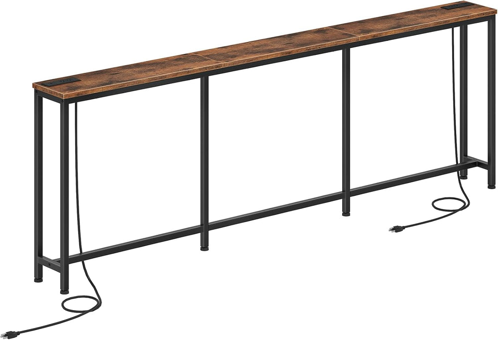 CHOEZON 94.5'' Narrow Console Table with Outlet, 7.1" Behind Cou...