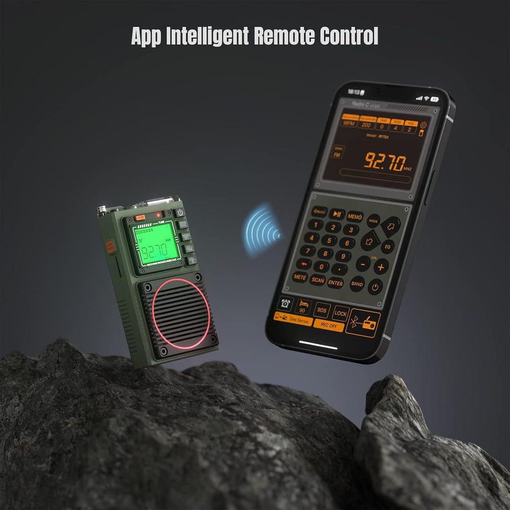 Raddy RF75A App Control Shortwave Weather Radio, Army Green