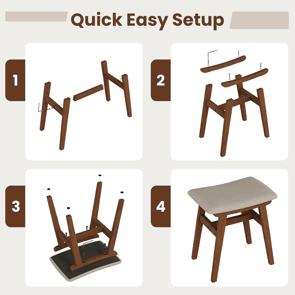 Solid Wood Small Vanity Stool Chair, Makeup Stools for Vanity Desk, Bathroom ...