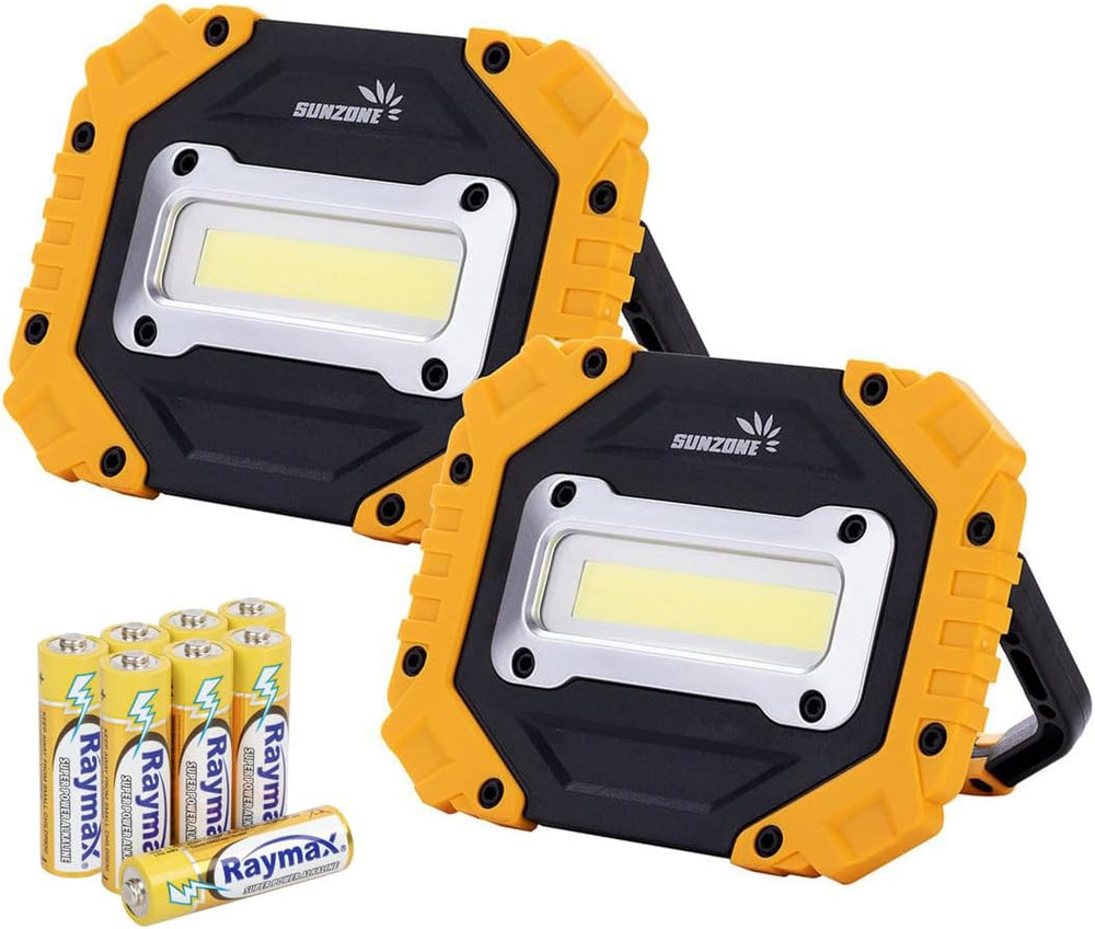 Sunzone Portable LED Work Light,AA Battery Powered Flood Lights,2 Pack