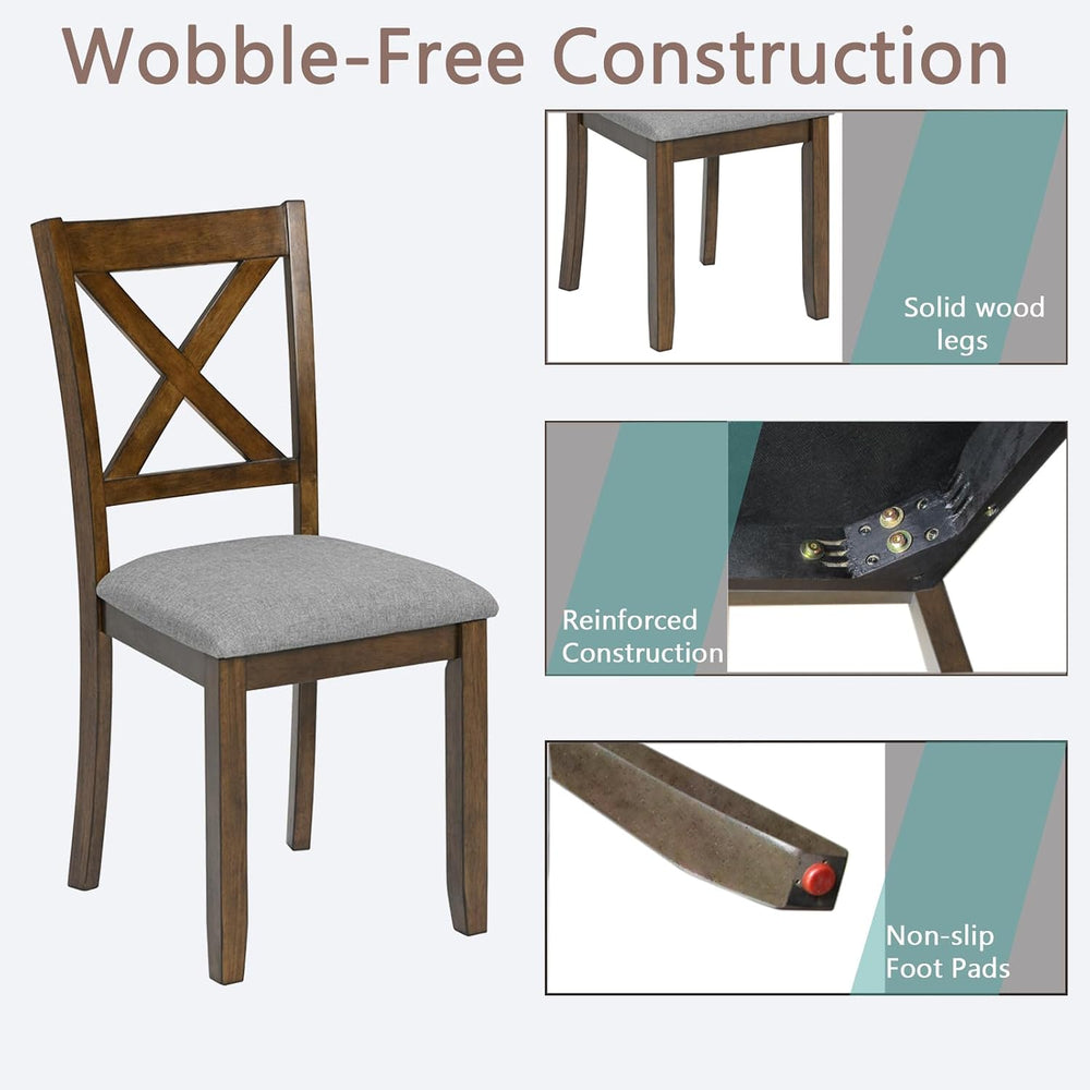 Ball & Cast Wood Frame Dining Chairs Set of 4, Modern Linen Upholstered K...