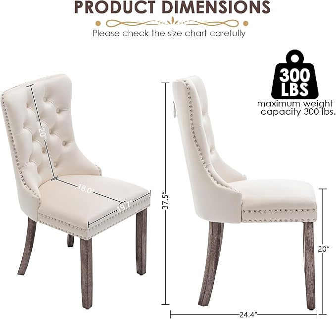 Kiztir Velvet Dining Chair Set of 2, Modern Kitchen Chairs with Nailhead Trim...