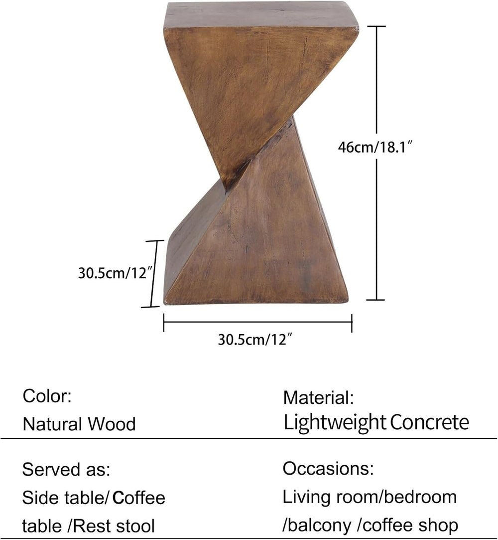 Lightweight Concrete Accent Table,Modern Geometry Side Table for Indoor and O...
