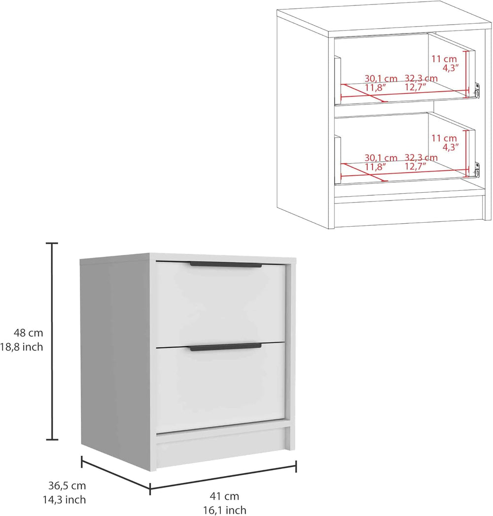 16" 2-Drawer Side Tables, End Table with Stain-Resistant Finish, Accent ...
