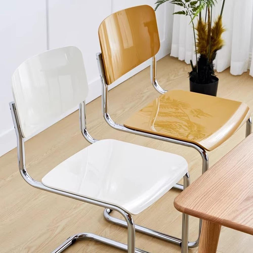 Etlegor Kitchen Plastic Backrest Dining Chair, Modern Cantilever Side Chair w...