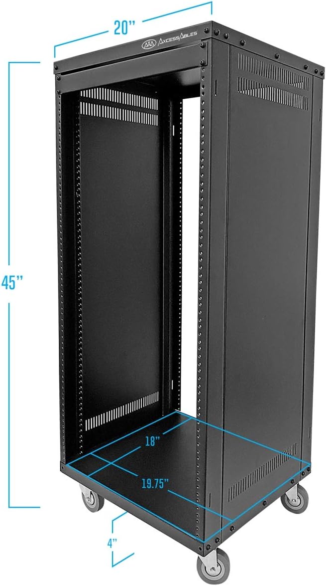 AxcessAbles 22U Network Rack with Wheels-500lb Capacity,18" Depth|19-Inc...