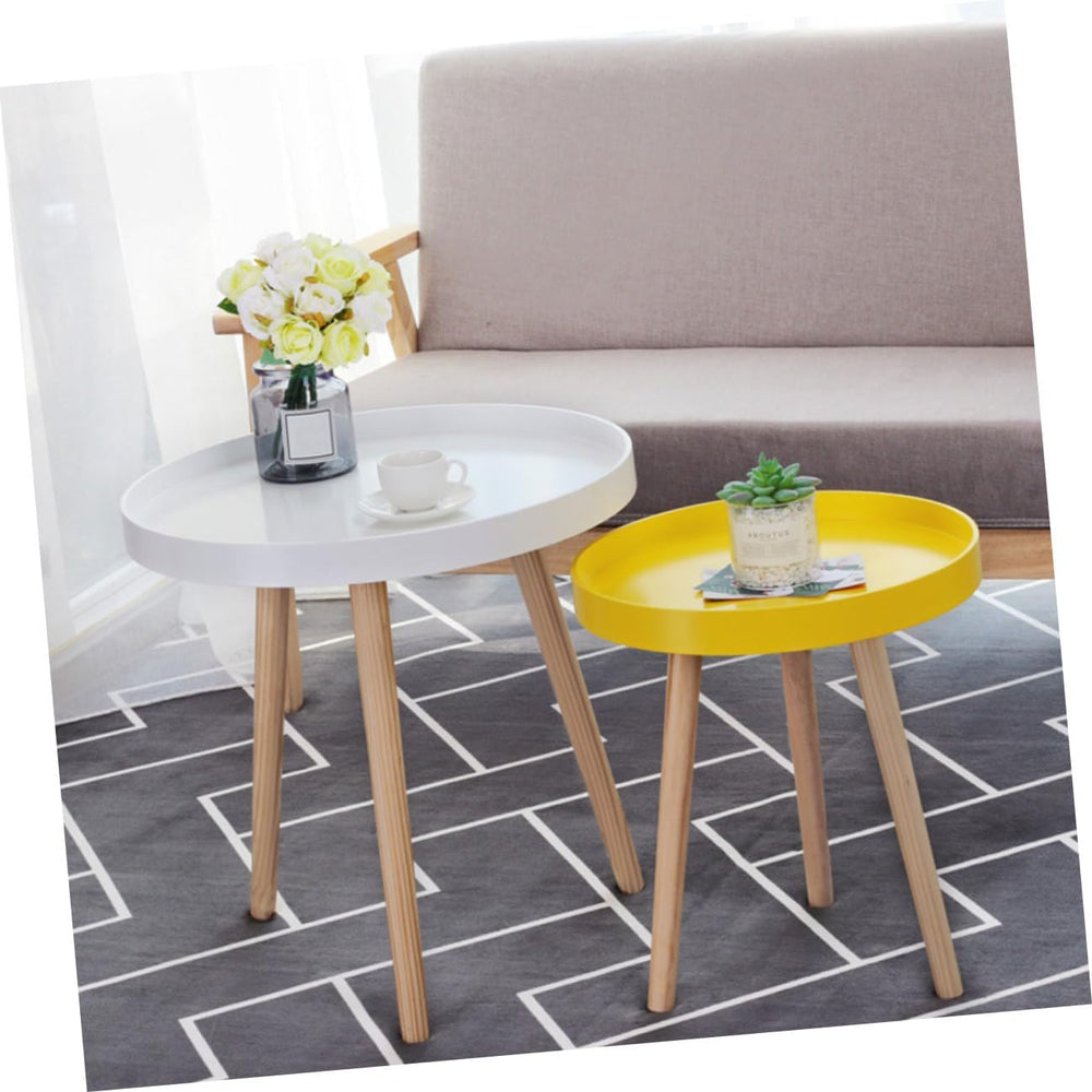 ARTIBETTER Modern Mini Round Yellow End Table, Nordic Style Small Indoor Beve...