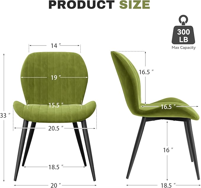 Dining Chairs Set of 2 Modern Velvet Dining Room Chairs Upholstered Dining Ch...