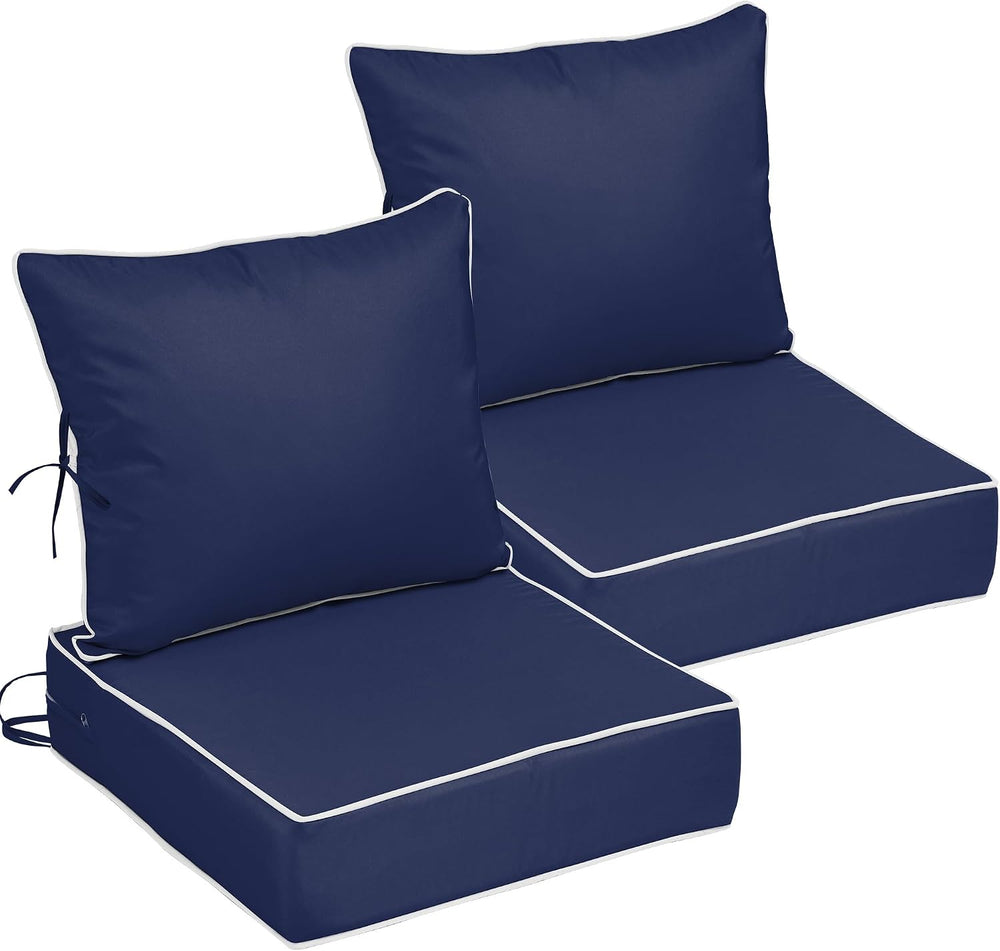 22x24 Outdoor Chair Cushions Set of 2, Waterproof Deep Seat Cushions for Pati...