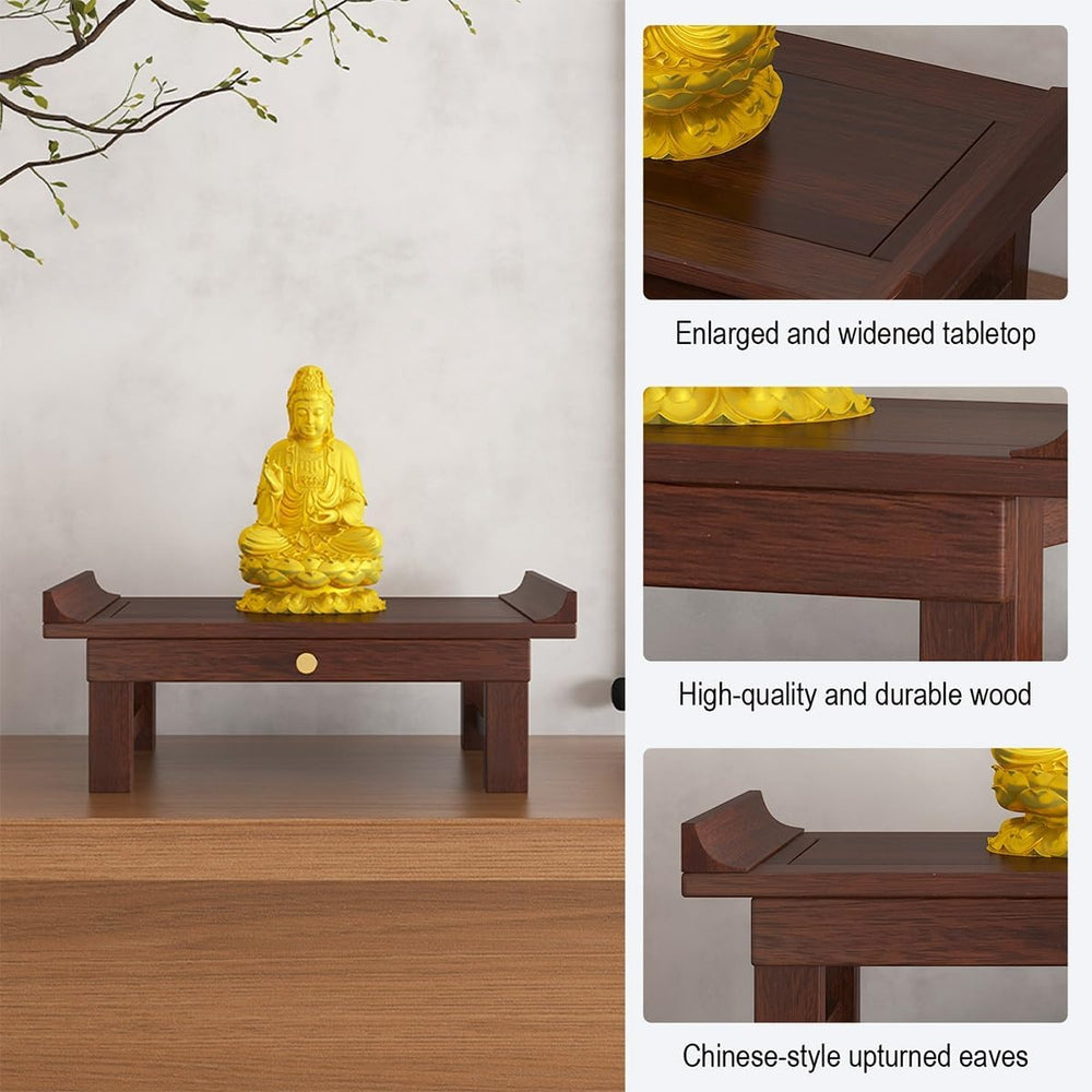 Personal Prayer Shrine Desk, Chinese Style Floor Shrine Stand with Retractabl...