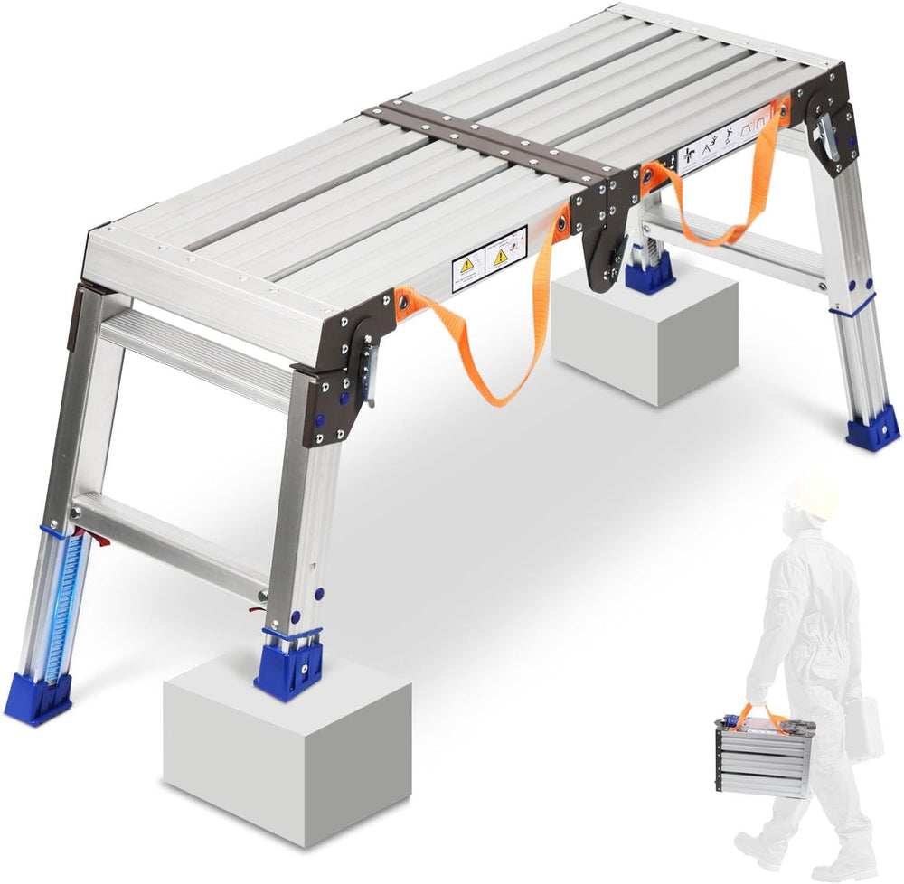 14-20” 26-Level Adjustable Aluminum Work Platform Bench Step Stool Ladder