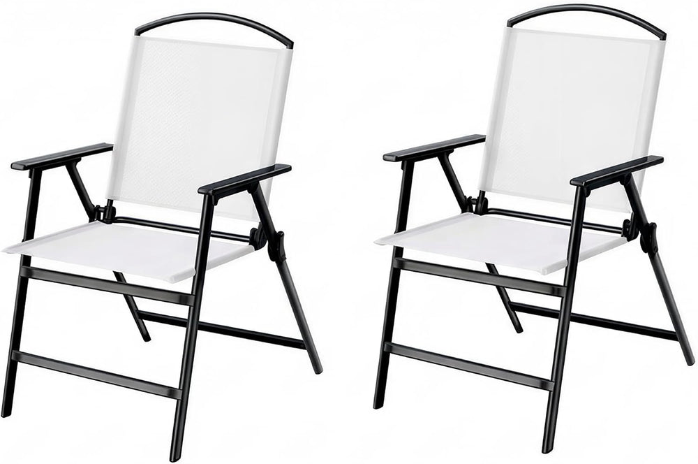 Outdoor Folding Patio Dining Chairs With Armrest for Garden Lawn Poolside Bac...