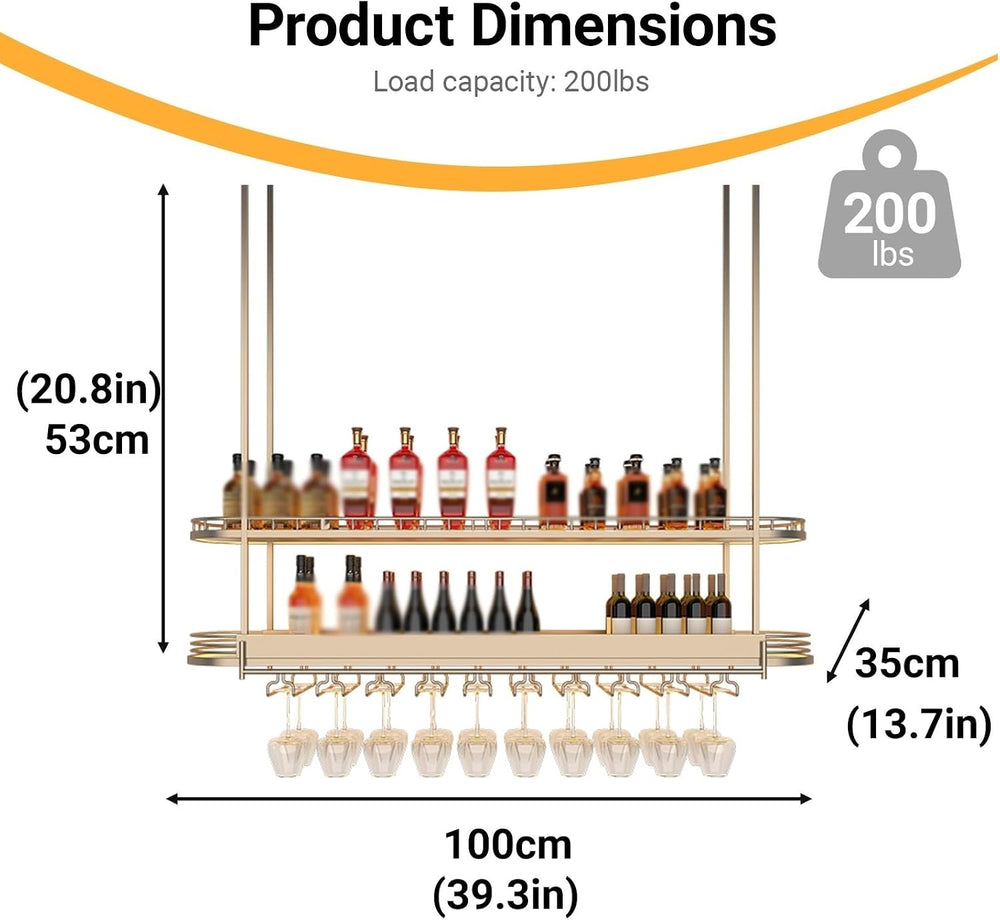 Modern Gold Hanging Wine Glass Holder,Ceiling Bar Wine Glass Shelf,Ceiling Mo...