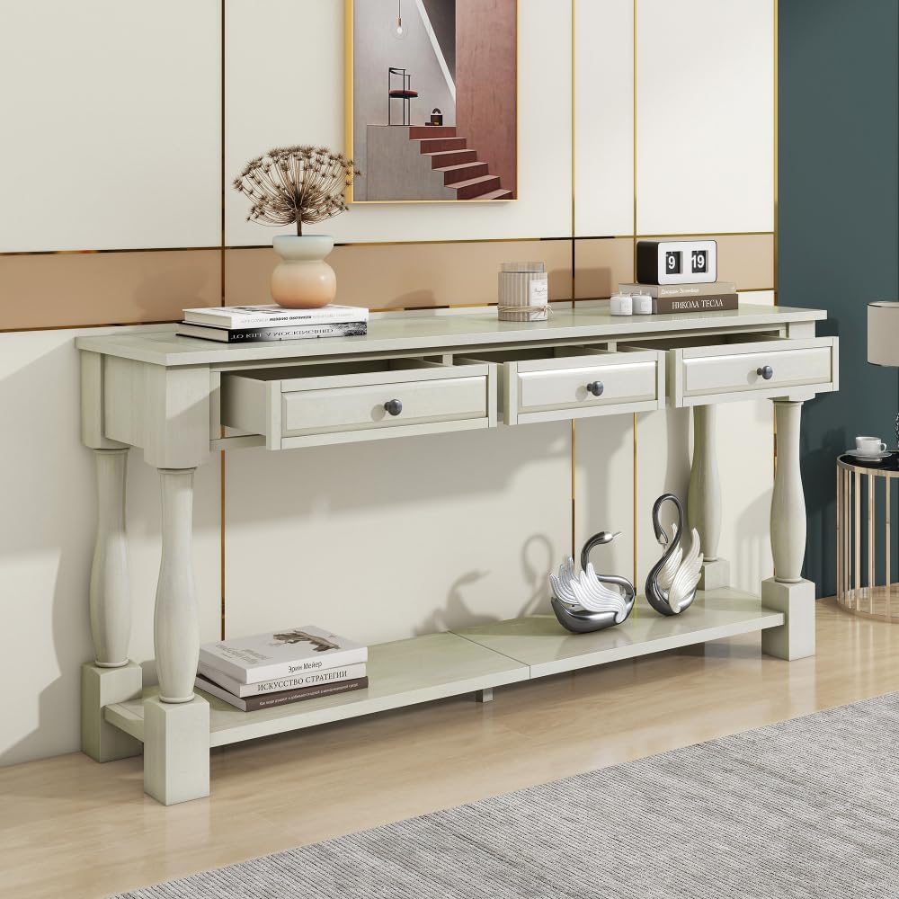 ZOEDO Console Table 63" Long Console Table with Drawers and Shelf for En...