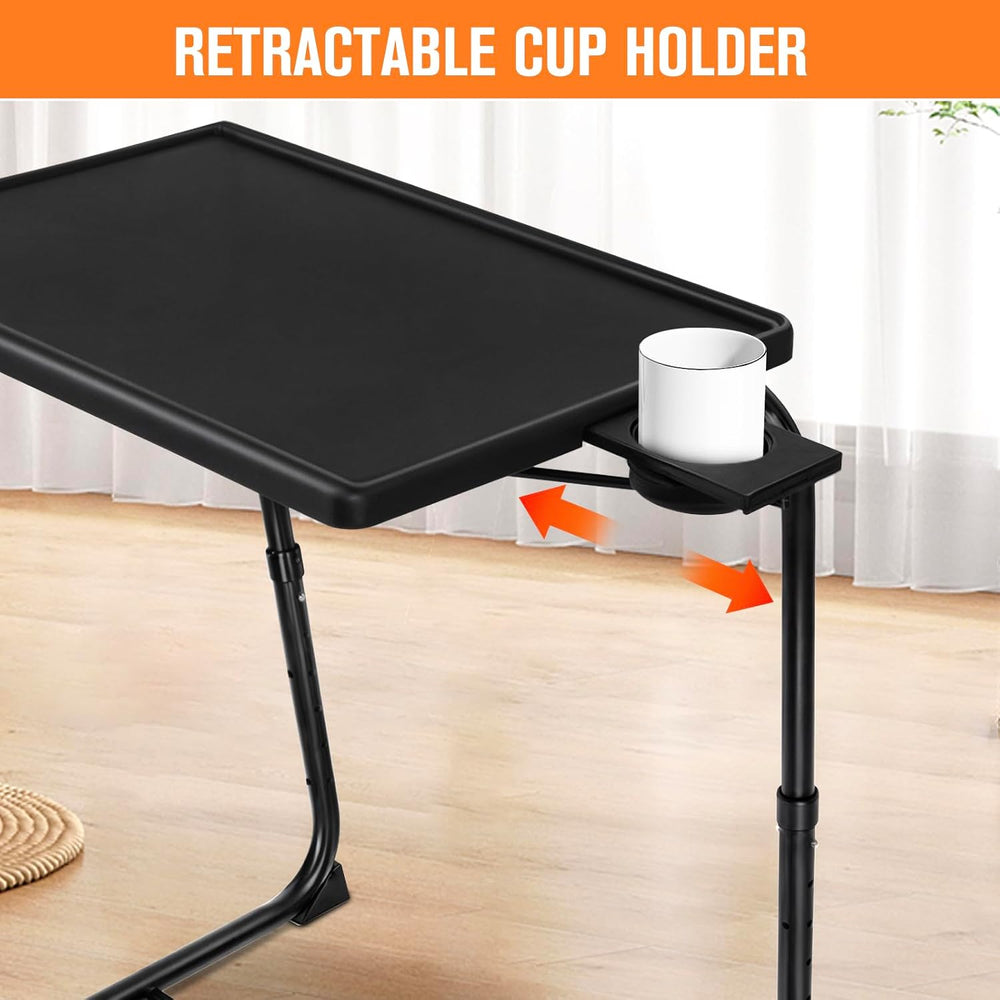 TV Tray Table, TV Dinner Table with 3 Tilt Angles and 6 Height Adjustments, F...