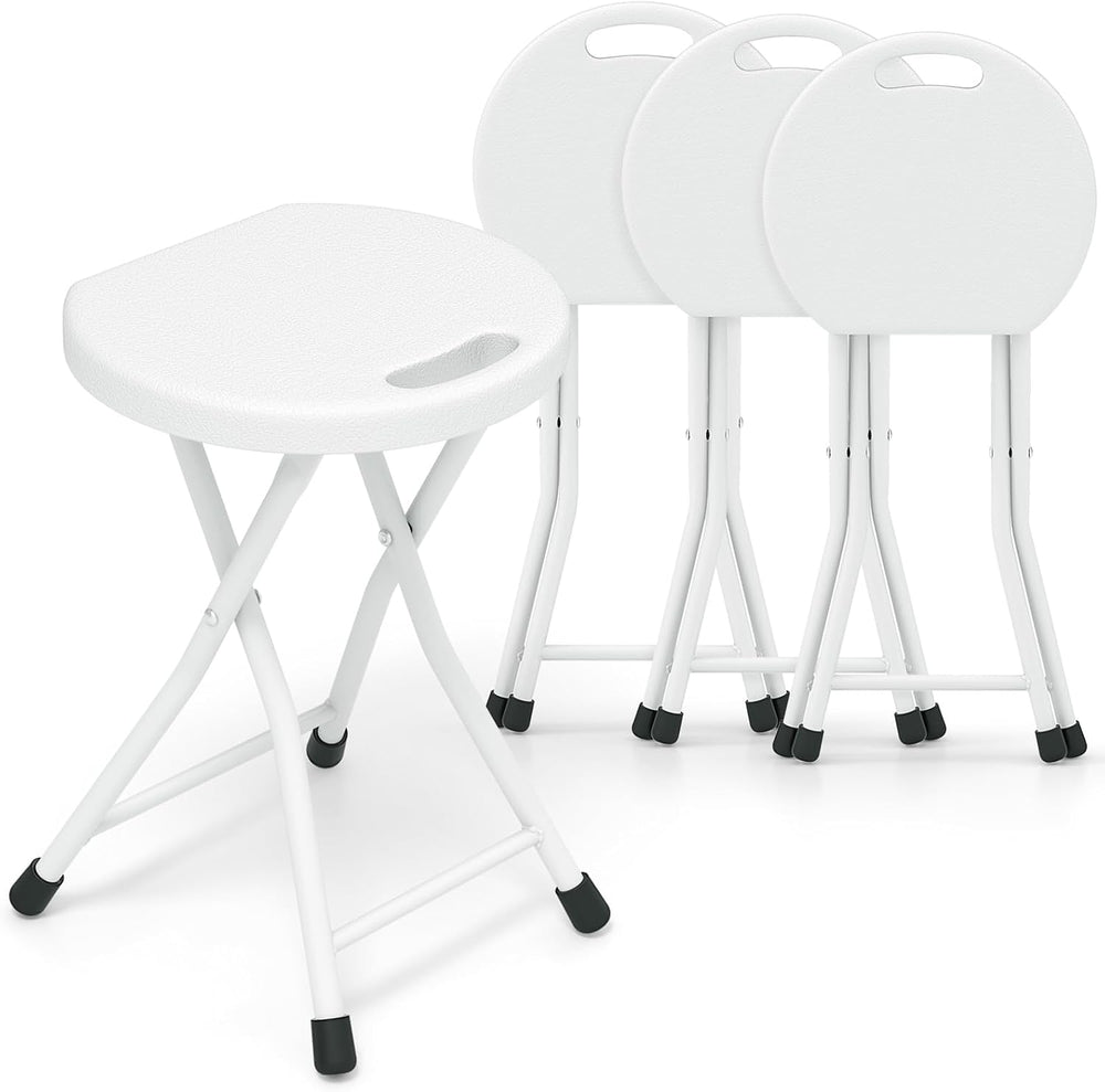 GYMAX Folding Stool, 18in Portable Collapsible Bar Stool with Handle & St...