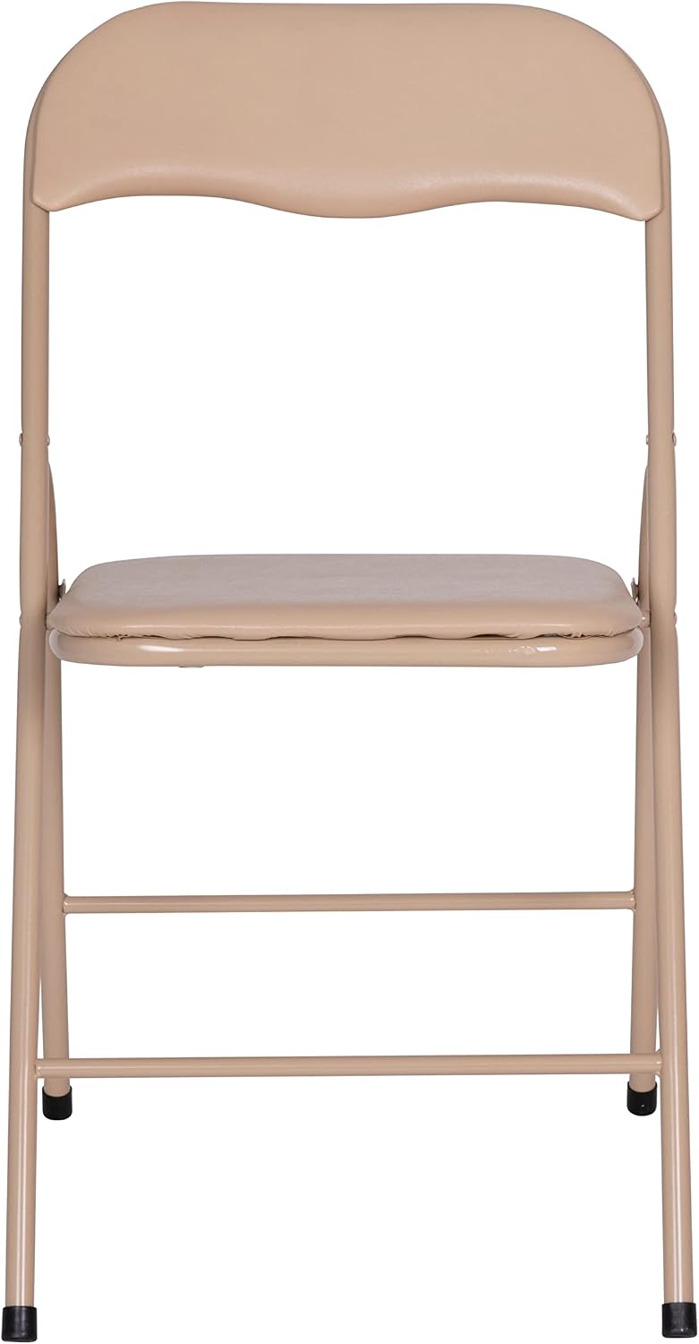 EMMA + OLIVER Tan Square Folding Card Table and Chairs Set for 4 Players | Li...