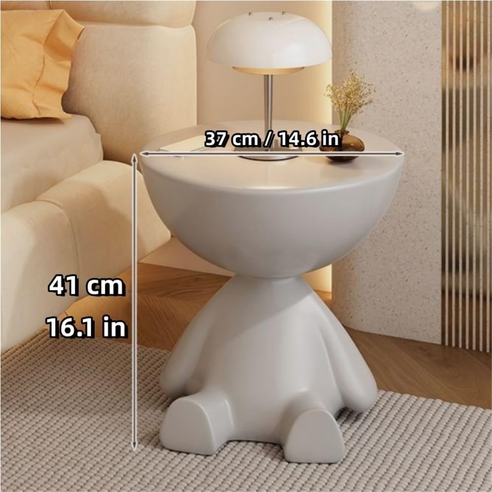 Cute Side Table, Round Sofa End Table with Hidden Storage, Versatile Nightsta...
