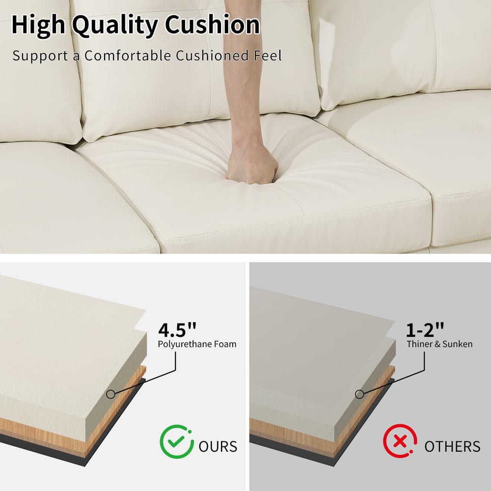 Leather Storage Ottoman Bench,33.5" Large Square Ottoman with Storage, F...
