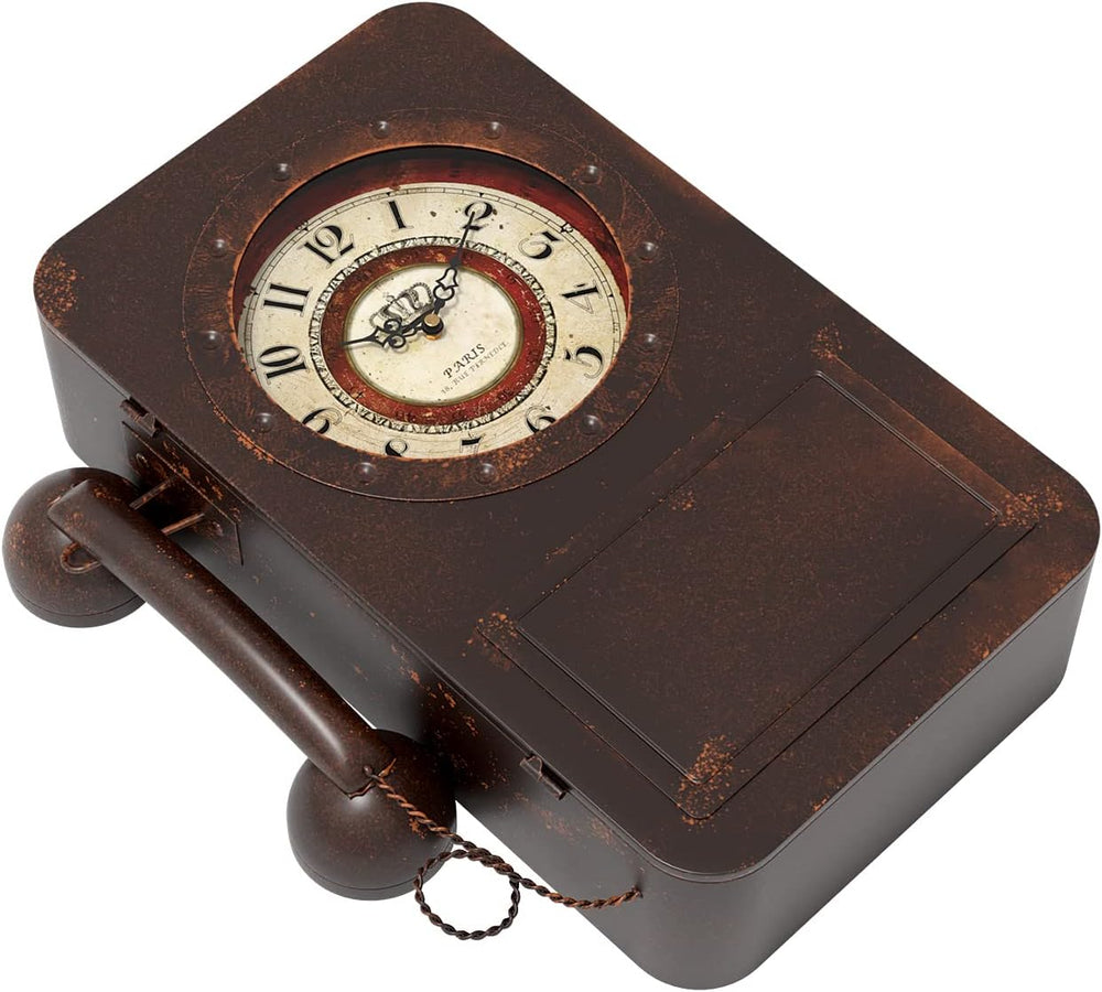 Abdurey Retro Old Telephone Wall Clock with Hidden Safe