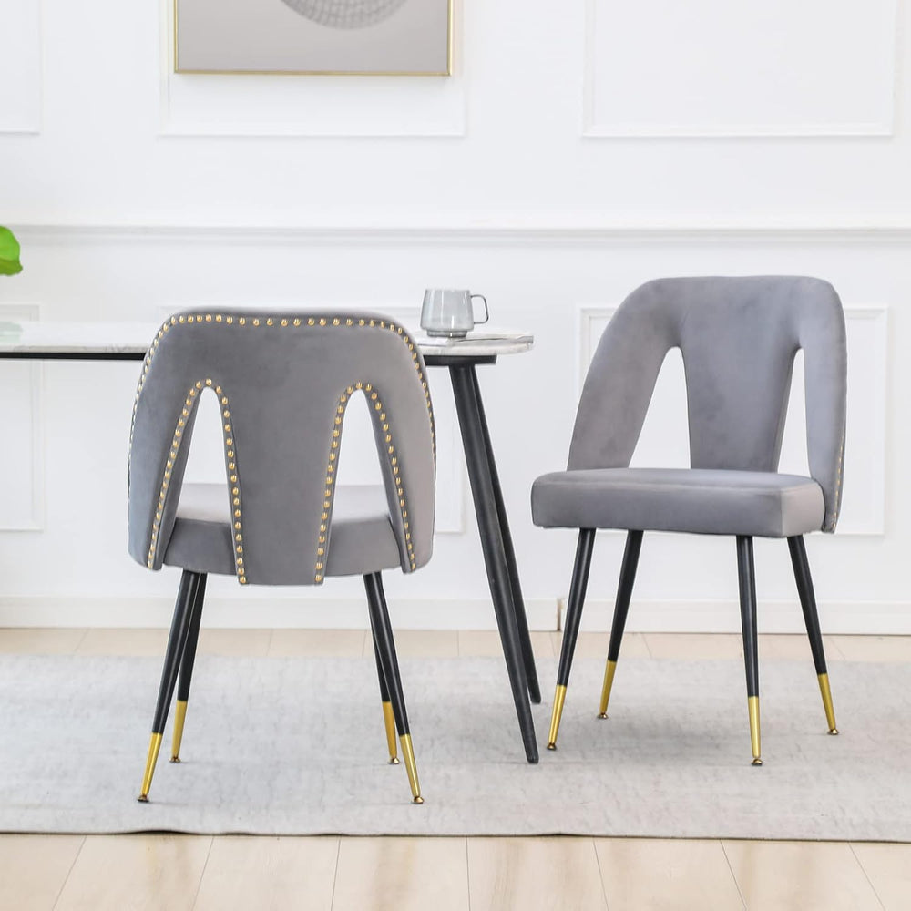 Aoowow Modern Dining Chairs Set of 6, Velvet Upholstered Side Chairs with Nai...